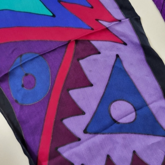 Silk Scarf Set Rectangular DIY Top Bandana abstract floral vintage retro - Picture 10 of 16